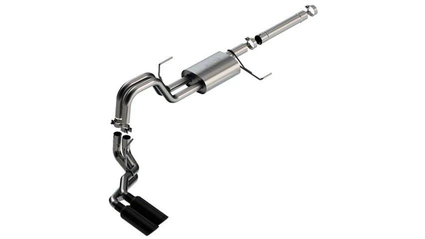 Borla S-Type Single Exhaust System with Black Chrome Tip; Side Exit (21-26 3.5L PowerBoost F-150)