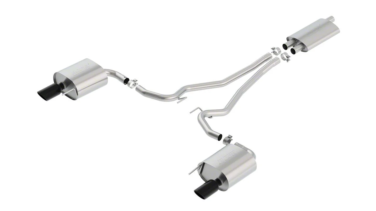 Borla Touring Cat-Back Exhaust with Black Chrome Tips; EC-Type Approved (15-23 Mustang EcoBoost w/o Active Exhaust)