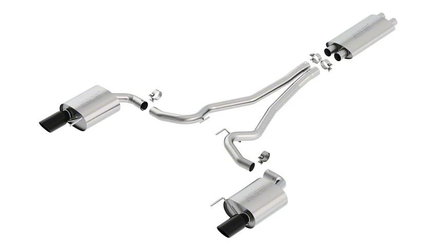 Borla Touring Cat-Back Exhaust with Black Chrome Tips; EC-Type Approved (15-17 Mustang GT)