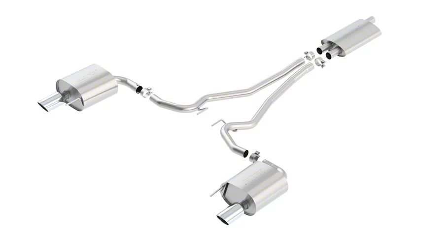 Borla Touring Cat-Back Exhaust with Chrome Tips; EC-Type Approved (15-23 Mustang EcoBoost w/o Active Exhaust)