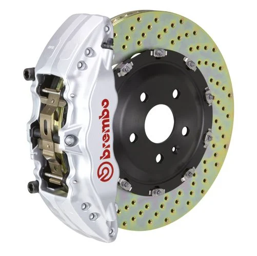 Brembo GT Series 6-Piston Front Big Brake Kit with 15-Inch 2-Piece Cross Drilled Rotors; Silver Calipers (21-26 Yukon)