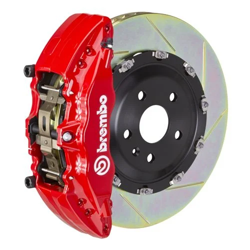 Brembo GT Series 6-Piston Front Big Brake Kit with 15-Inch 2-Piece Type 1 Slotted Rotors; Red Calipers (21-26 Yukon)