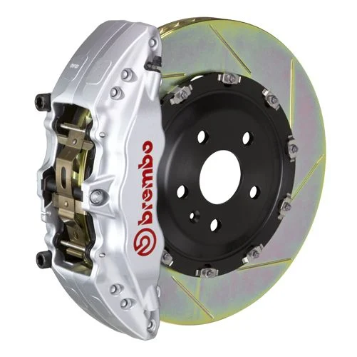 Brembo GT Series 6-Piston Front Big Brake Kit with 15-Inch 2-Piece Type 1 Slotted Rotors; Silver Calipers (21-26 Yukon)