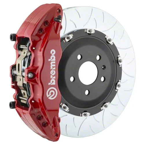 Brembo GT Series 6-Piston Front Big Brake Kit with 15-Inch 2-Piece Type 3 Slotted Rotors; Red Calipers (21-26 Yukon)