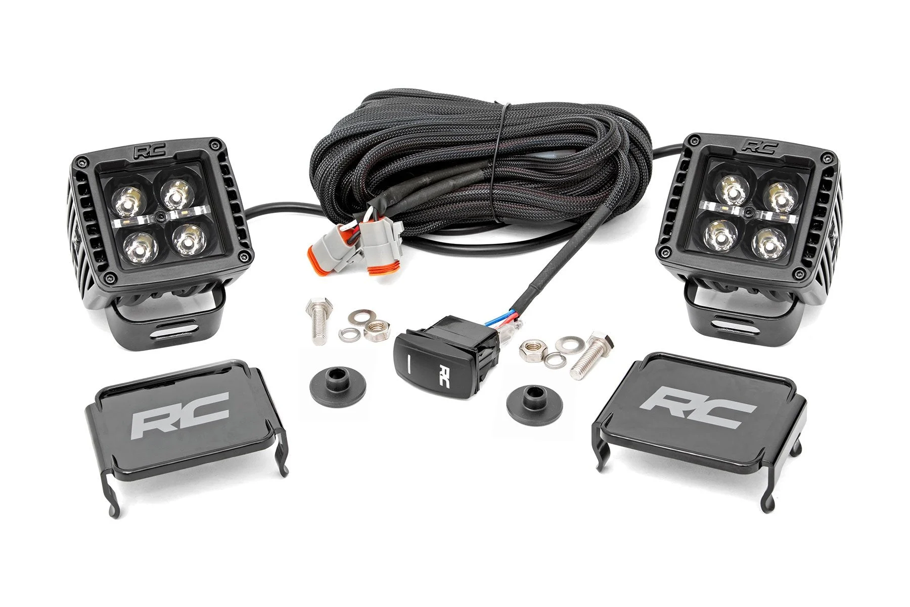 LED Ditch Light Kit - 2" Black w/Amber DRL Pair, 2021+ Ford Bronco