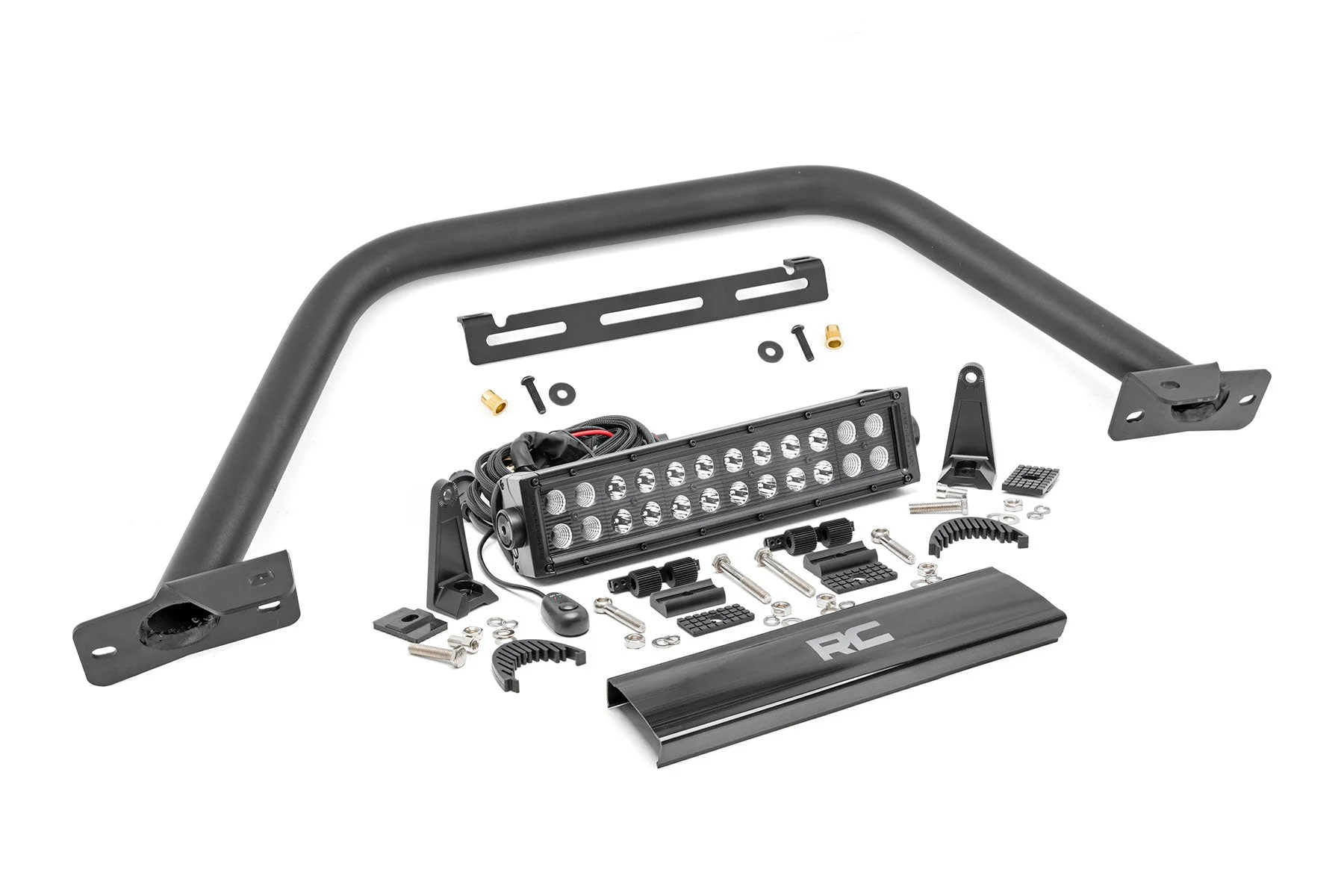 Safari Bar w/12" Black Dual Row LED Light Bar for OE Modular Bumper, 2021+ Ford Bronco