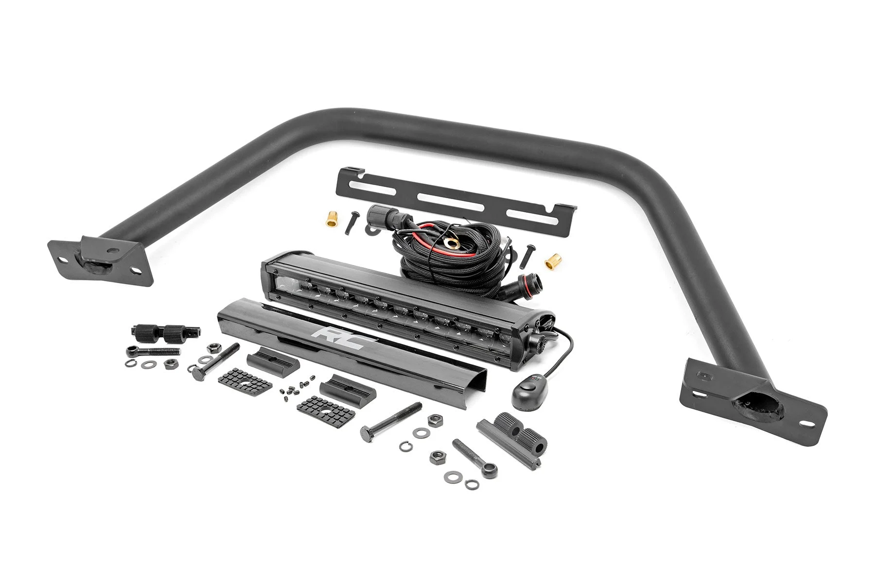 Safari Bar w/12" Black Single Row LED Light Bar for OE Modular Bumper, 2021+ Ford Bronco