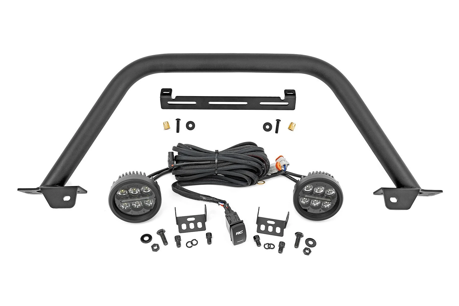 Safari Bar w/3.5" Round LED Pair & Amber DRL for OE Modular Bumper, 2021+ Ford Bronco