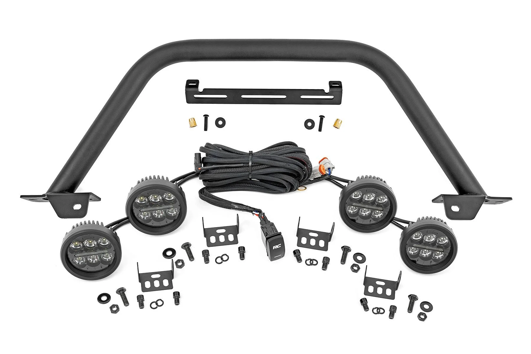 Safari Bar w/Quad 3.5" Round LED & Amber DRL for OE Modular Bumper, 2021+ Ford Bronco