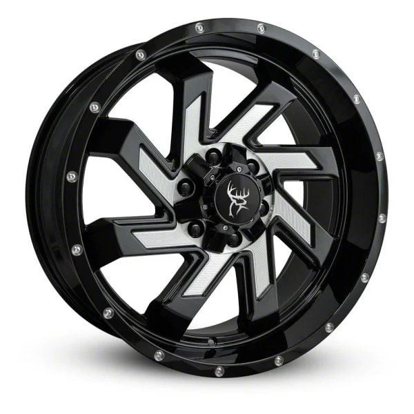 Buck Commander SAW Gloss Black Milled Face 8-Lug Wheel; 22x10; -10mm Offset (15-19 Sierra 2500 HD)
