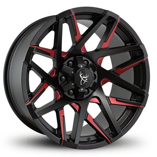 Buck Commander Canyon Satin Black Milled Face with Red Clear 6-Lug Wheel; 20x10; -25mm Offset (21-26 Tahoe)