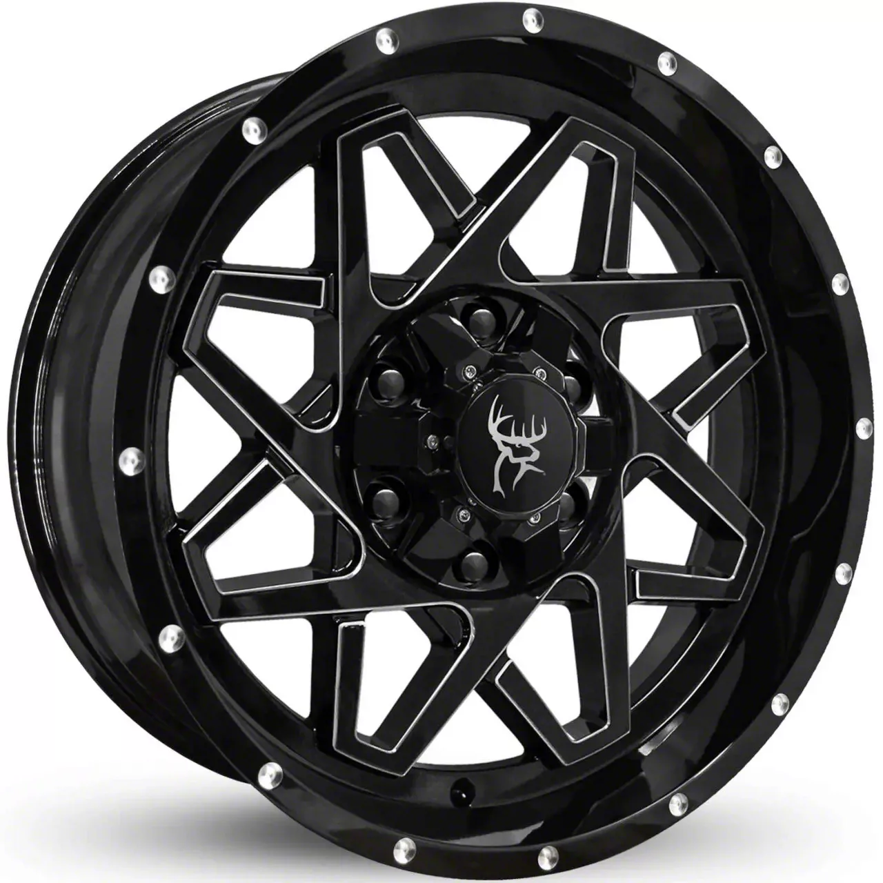 Buck Commander Gridlock Gloss Black with Milling 6-Lug Wheel; 20x9; -10mm Offset (21-26 Tahoe)