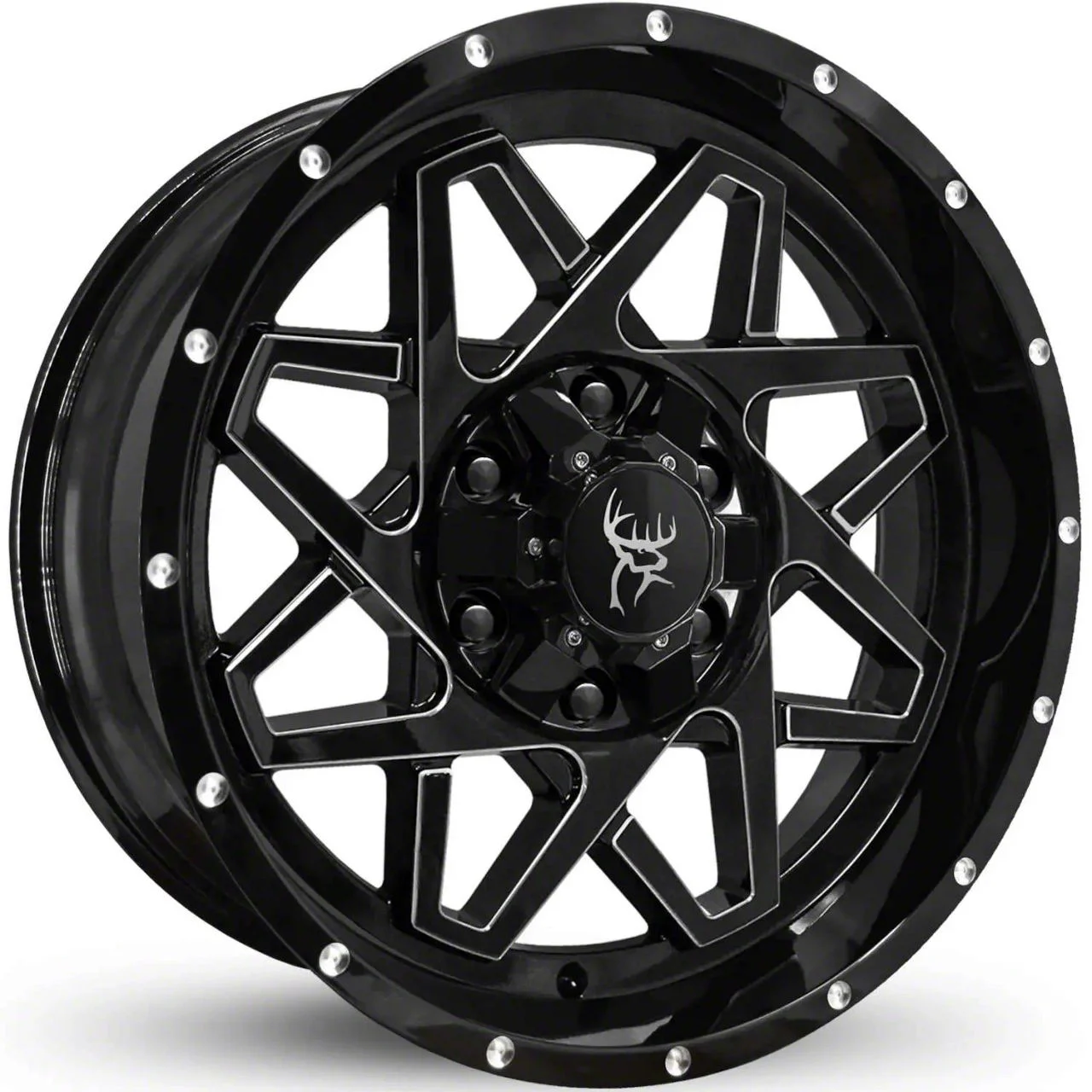 Buck Commander Gridlock Gloss Black with Milling 6-Lug Wheel; 20x9; -10mm Offset (21-26 Yukon)