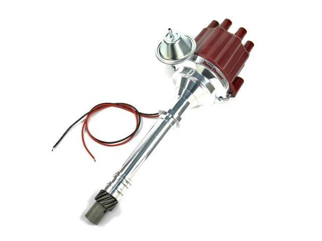 Distributor, Pertronix, Billet W/ Red Female Style Cap, w/ Ignitor II Module