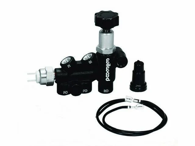 Brake Distribution and Proportioning Valve, Black Finish, 3/8 inch-24 inverted flare connections, Wilwood