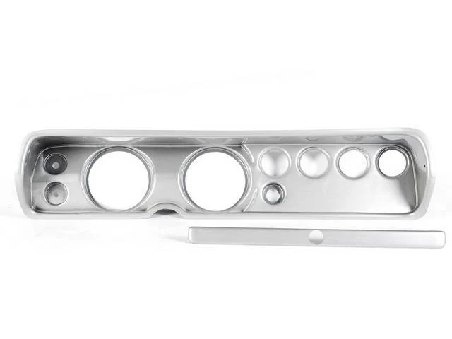 HOUSING, Instrument Carrier, custom gauge panel w/ brushed aluminum face, mounts in stock location, features six gauge openings - mounts two 5 inch gauges (common size for speedometer and tachometer) and four 2 1/16 inch gauges (gauges not incl), plus cut