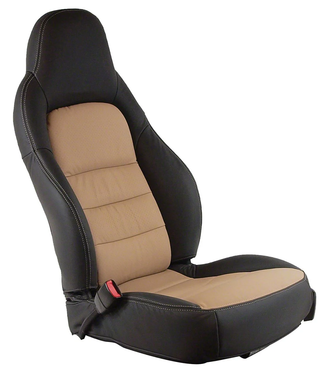 CA OE Spec 2-Tone Leather/Vinyl Sport Seat Upholstery; Ebony (05-11 Corvette C6)