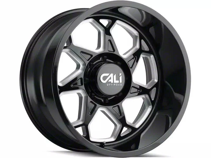 Cali Off-Road Sevenfold Gloss Black Milled 6-Lug Wheel; 20x10; -25mm Offset (19-26 Sierra 1500)