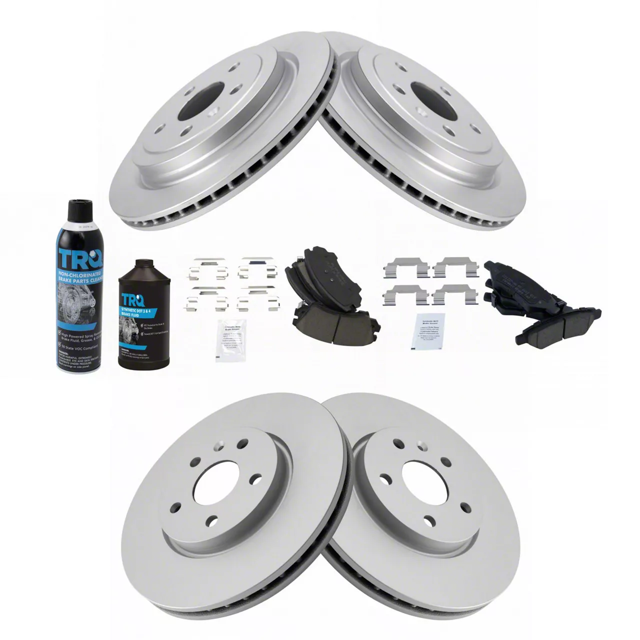 Ceramic Brake Rotor, Pad, Brake Fluid and Cleaner Kit; Front and Rear (10-15 Camaro LS, LT)