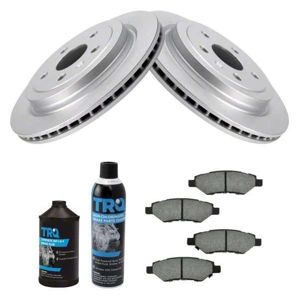 Semi-Metallic Brake Rotor, Pad, Brake Fluid and Cleaner Kit; Rear (10-15 Camaro LS, LT)