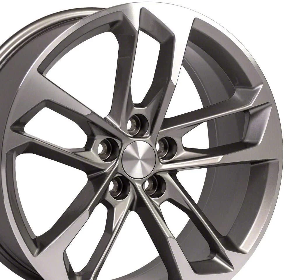 50th Anniversary Style Gunmetal Machined Wheel; Rear Only; 20x9.5; 39mm Offset (16-24 Camaro, Excluding ZL1)