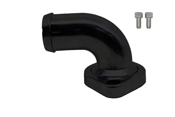 Aluminum 90 Degree Water Neck Thermostat Housing; Black (08-23 V8 HEMI Challenger, Excluding 6.2L)