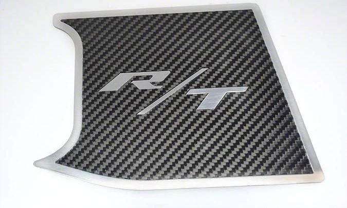 Factory Anti-lock Brake Cover Top Plate with R/T Logo; Real Carbon Fiber (15-23 Challenger)