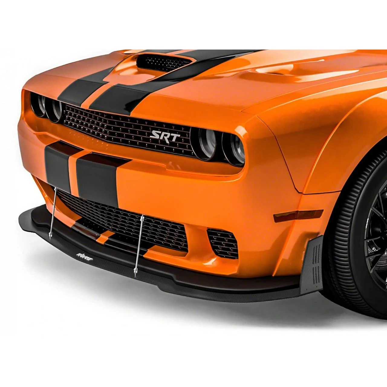 VZW Front Bumper Lip Splitter; Gloss Carbon Fiber Vinyl (18-23 Challenger Widebody)