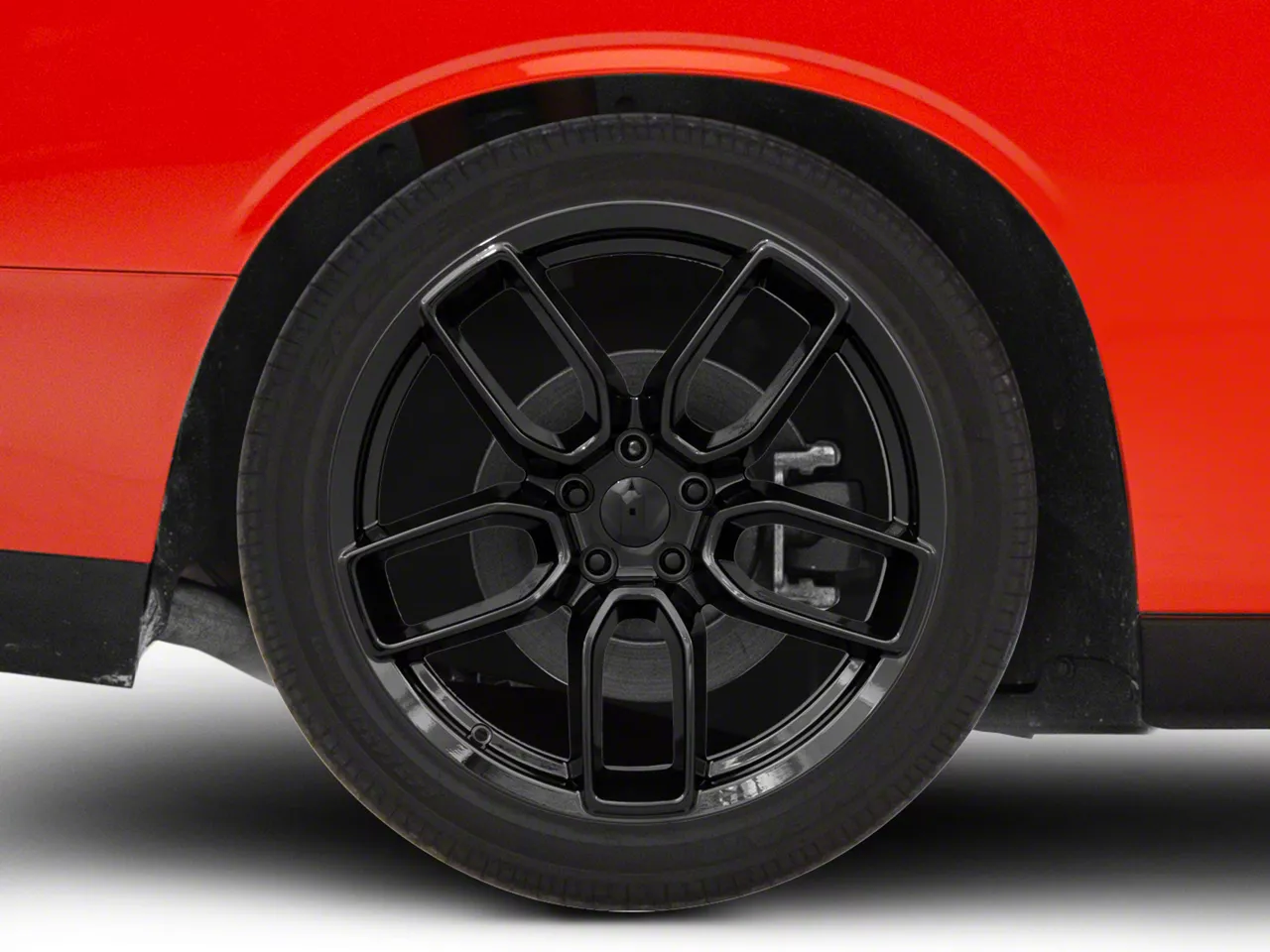 Hellcat Widebody Style Gloss Black Wheel; Rear Only; 20x10.5; 22mm Offset (08-23 RWD Challenger, Excluding Widebody)