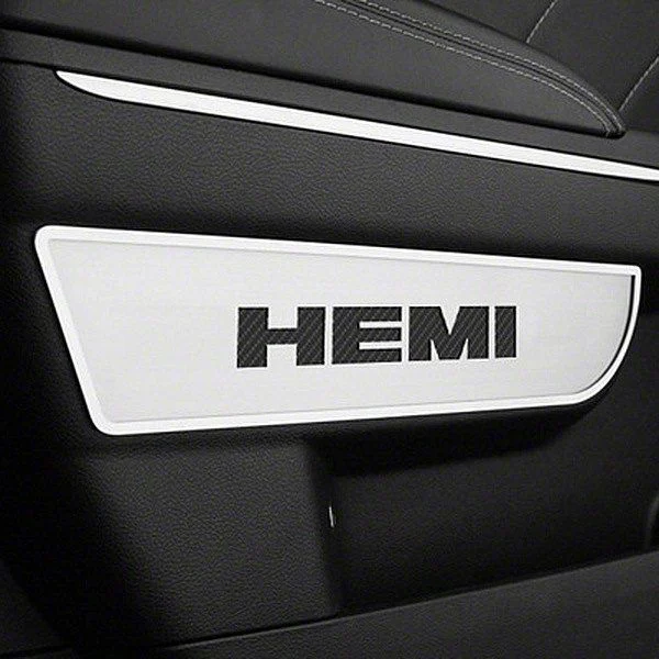 Brushed Door Badge Plate with HEMI Logo; Black Carbon Fiber (11-14 Charger)