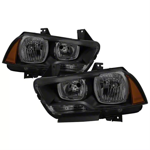 Crystal Headlights; Black Housing; Smoked Lens (11-14 Charger w/ Factory Halogen Headlights)