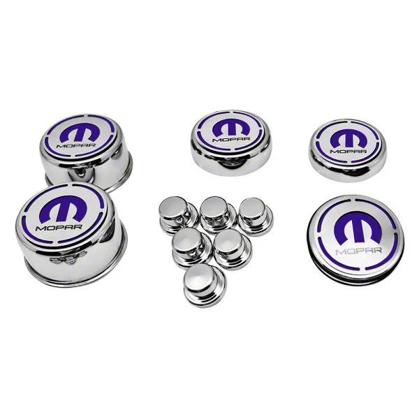Deluxe Engine Caps with MOPAR Logo; Purple Carbon Fiber (15-23 6.2L HEMI Charger)