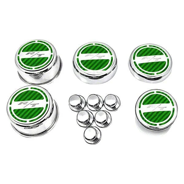 Deluxe Engine Caps with R/T Logo; Green Carbon Fiber (08-23 5.7L HEMI Charger)