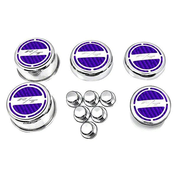 Deluxe Engine Caps with R/T Logo; Purple Carbon Fiber (08-23 5.7L HEMI Charger)