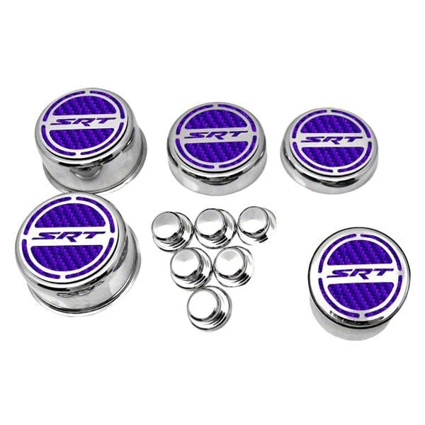 Deluxe Engine Caps with SRT Logo; Purple Carbon Fiber (15-23 6.2L HEMI Charger)