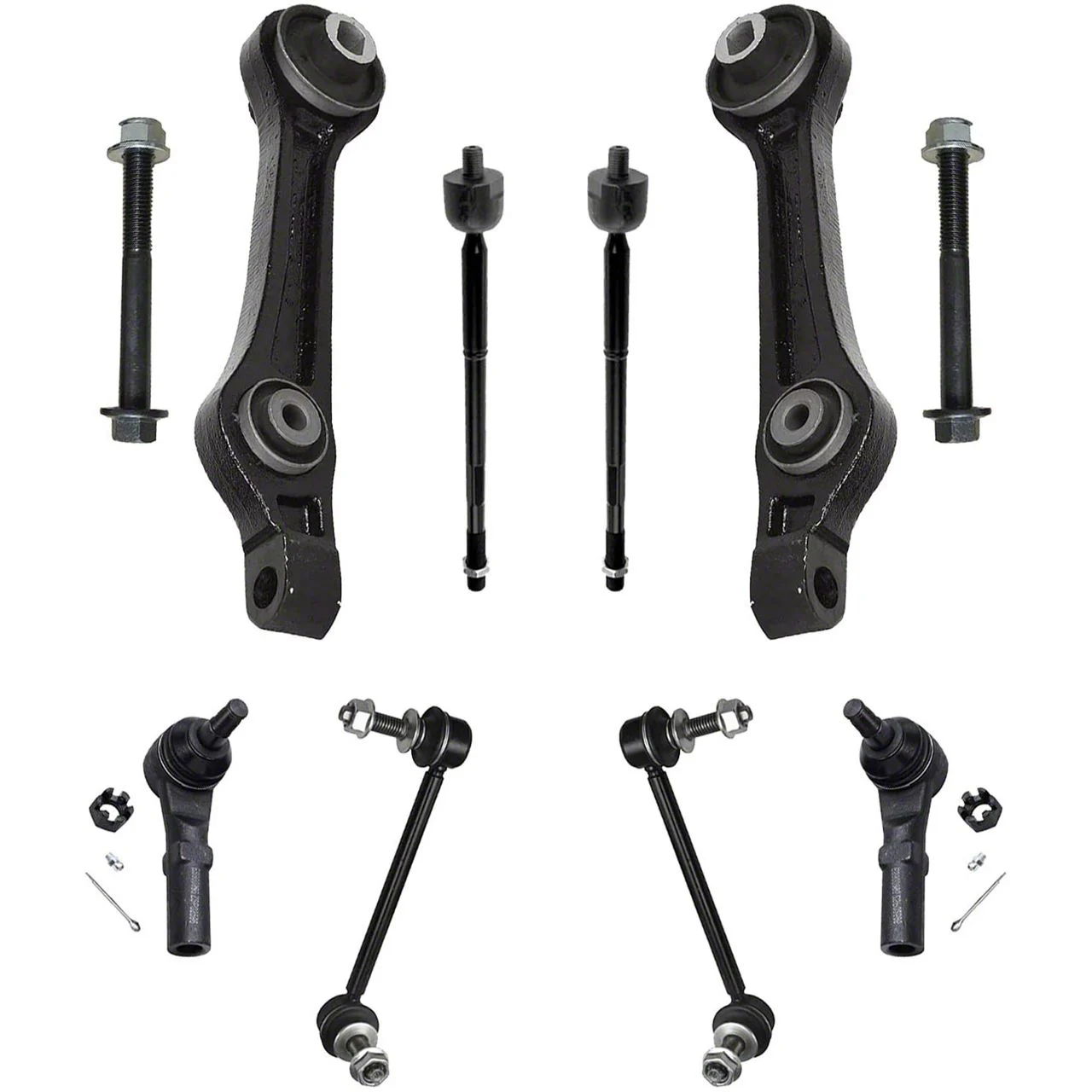 Front Lower Rearward Control Arms with Sway Bar Links and Tie Rods (11-19 RWD Charger w/o Touring Suspension)