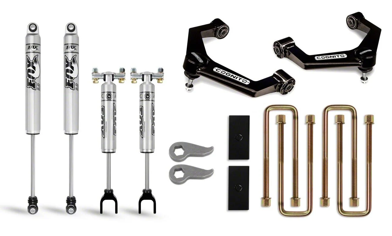 Cognito Motorsports 3-Inch Performance Uniball Leveling Lift Kit with FOX PS IFP Shocks and Rear Blocks (20-26 Sierra 3500 HD)