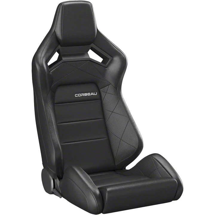 Corbeau Sportline RRX Reclining Seats; Black Vinyl/Black HD Vinyl; Pair (Universal; Some Adaptation May Be Required)