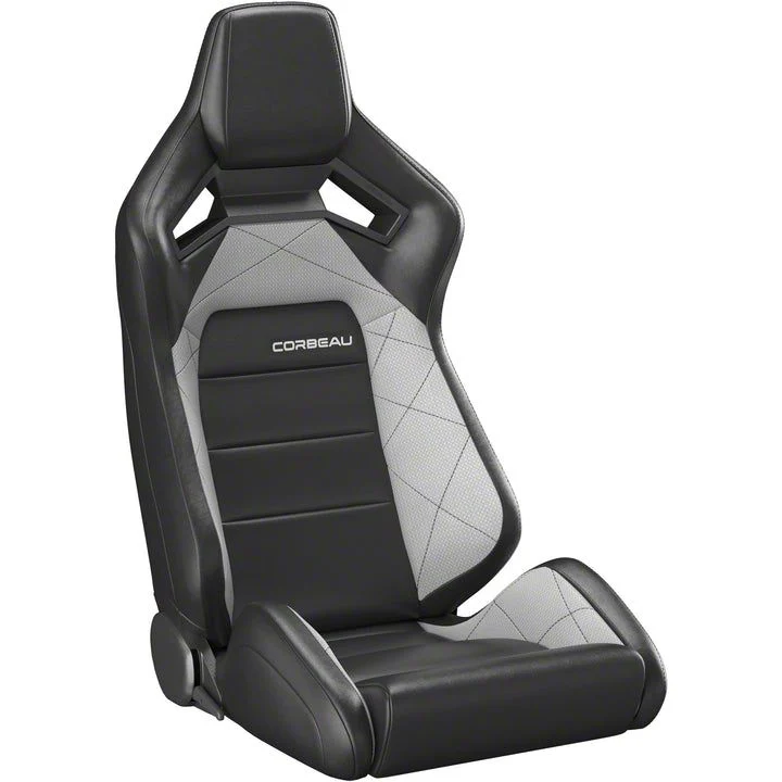 Corbeau Sportline RRX Reclining Seats; Black Vinyl/Gray HD Vinyl; Pair (Universal; Some Adaptation May Be Required)