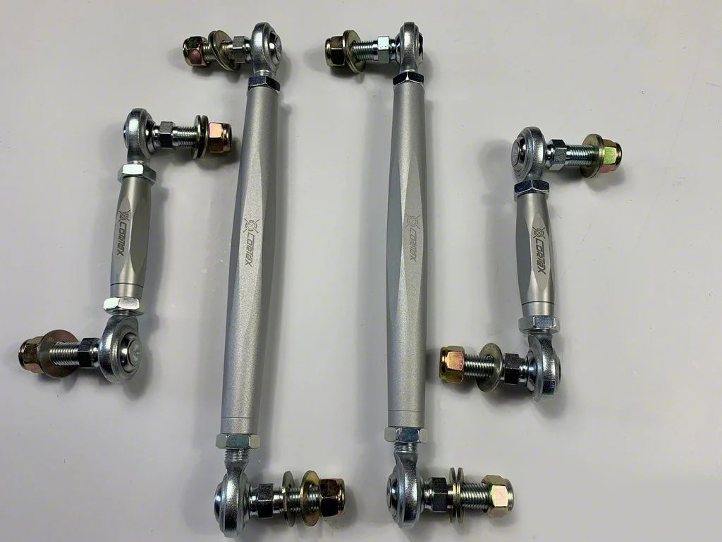 CorteX Adjustable Anti-Roll Bar End Links; Front and Rear (15-26 Mustang)