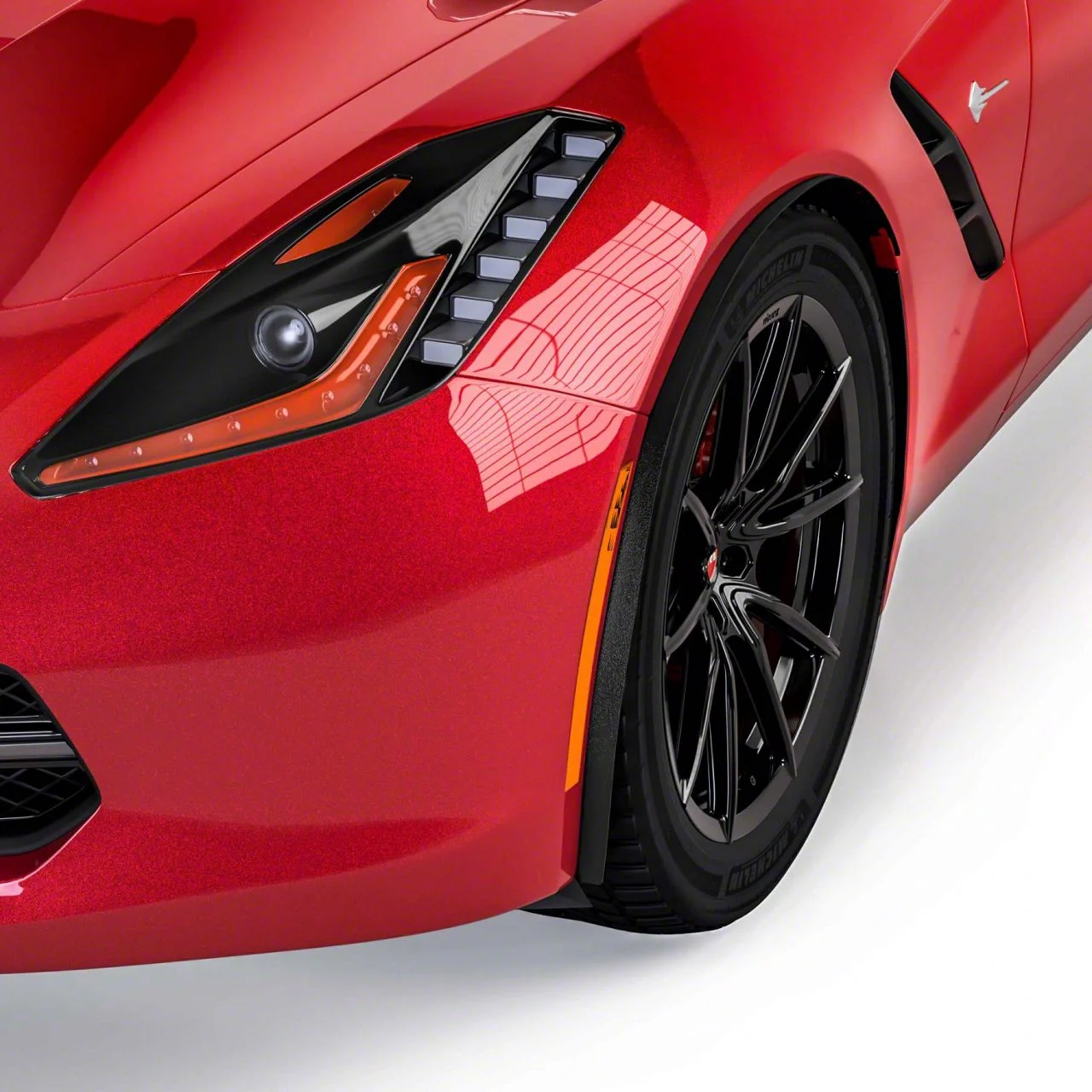 Front Fender Trim Molding Spats; Satin Black Ice Vinyl (14-19 Corvette C7)