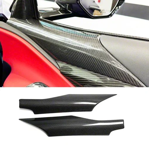 Interior Door Armrest Covers; Carbon Fiber (20-26 Corvette C8)