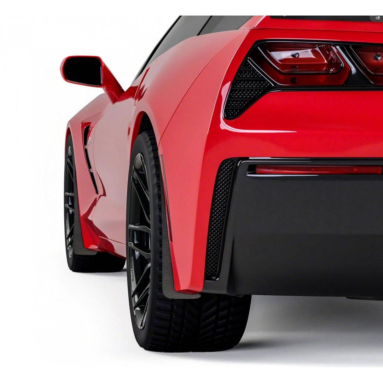 Mud Flaps; Front and Rear; Satin Black Vinyl (14-19 Corvette C7)