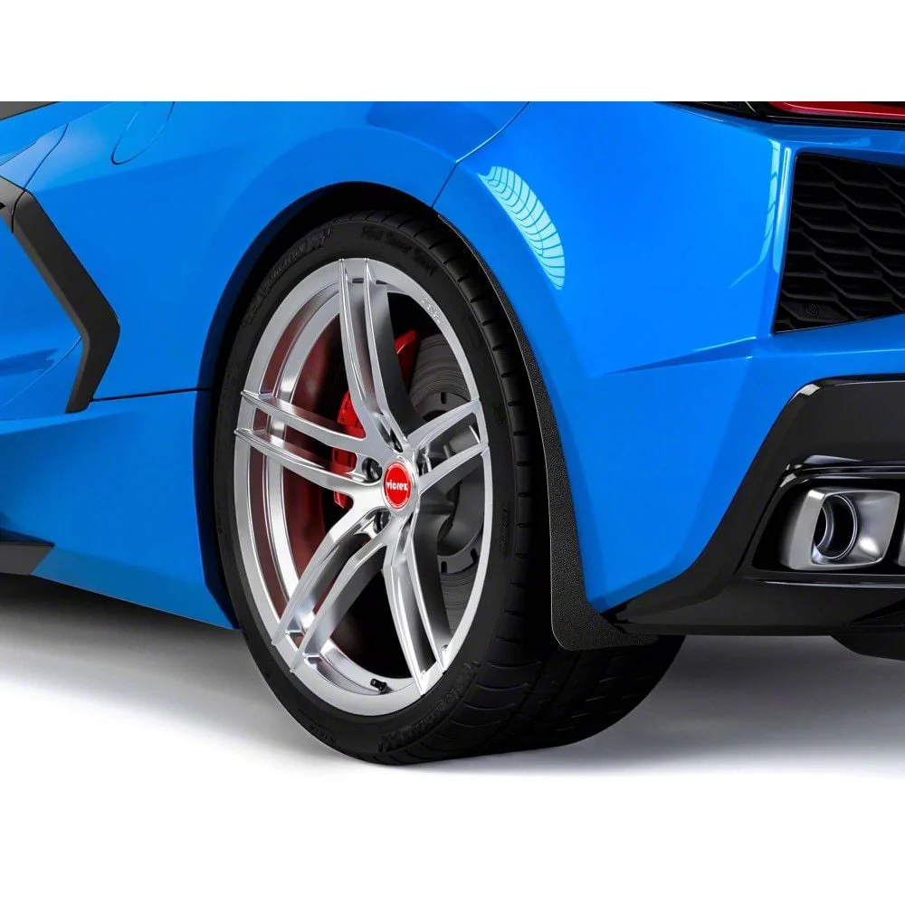 Mud Flaps; Rear; Satin Black Ice Vinyl (20-26 Corvette C8, Excluding Z06)