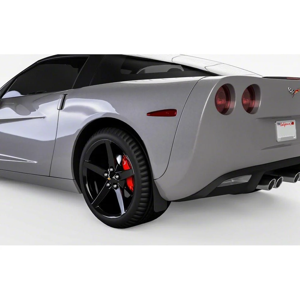 Mud Flaps; Rear; Satin Black Ice Vinyl (05-13 Corvette C6)