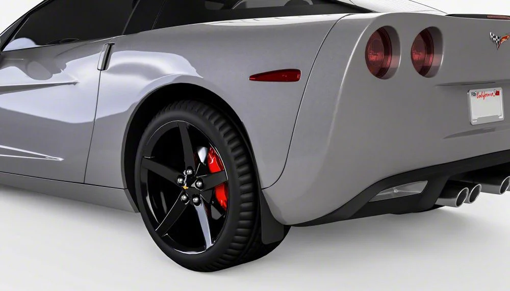 Mud Flaps; Rear; Satin Black Vinyl (05-13 Corvette C6)