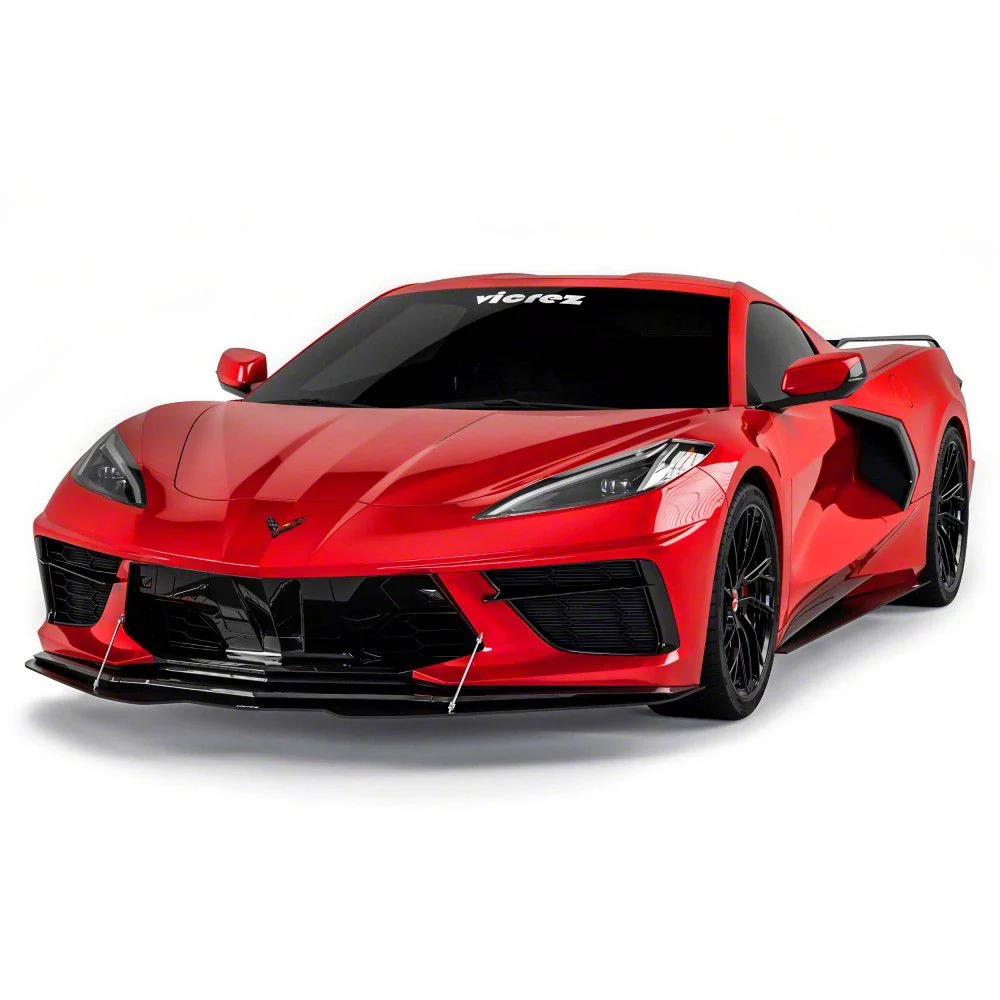 R1 Aero Splitter Package; Dry Carbon Fiber Vinyl (20-26 Corvette C8, Excluding Z06)