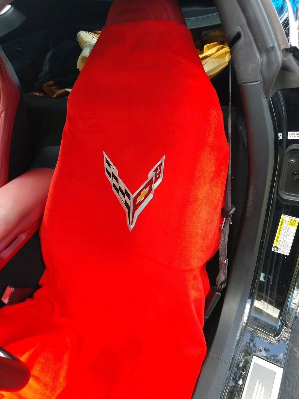 Towel2Go Seat Cover with Corvette Logo; Red (20-26 Corvette C8)