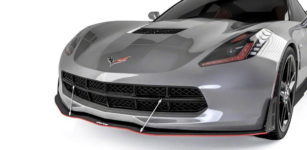 VZ Style Front Bumper Splitter; Satin Black Vinyl (14-19 Corvette C7, Excluding ZR1)