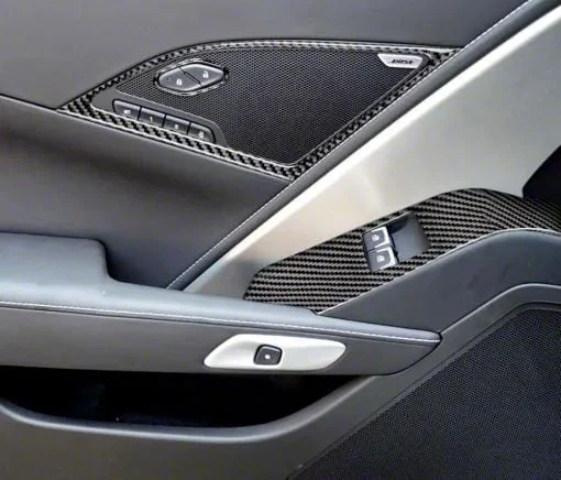 Window Switch and Speaker Trim Kit; Carbon Fiber (14-19 Corvette C7)